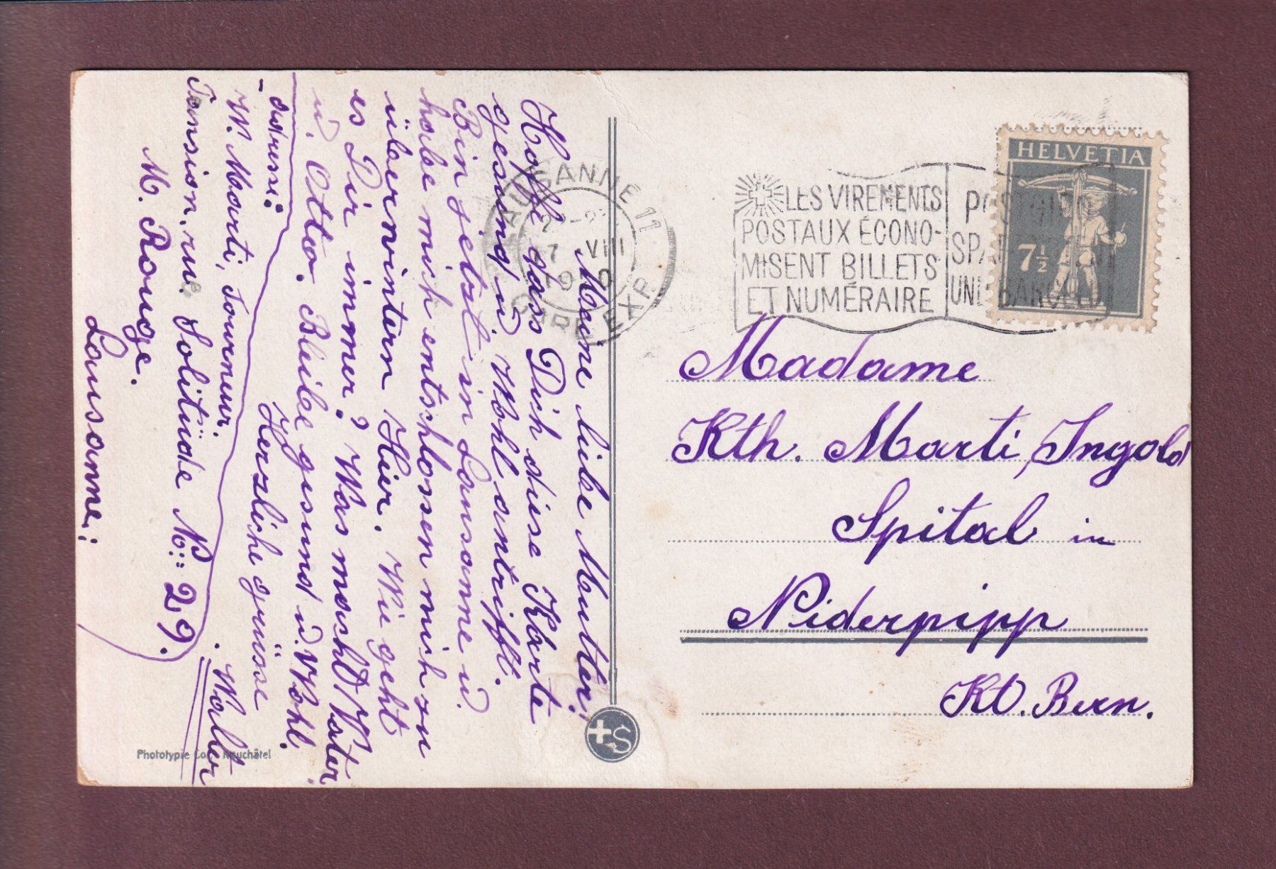 Cartoline postali: LAUSANNE au clair de lune - 1920 – Usato da Pully venduto da nicecards 1
