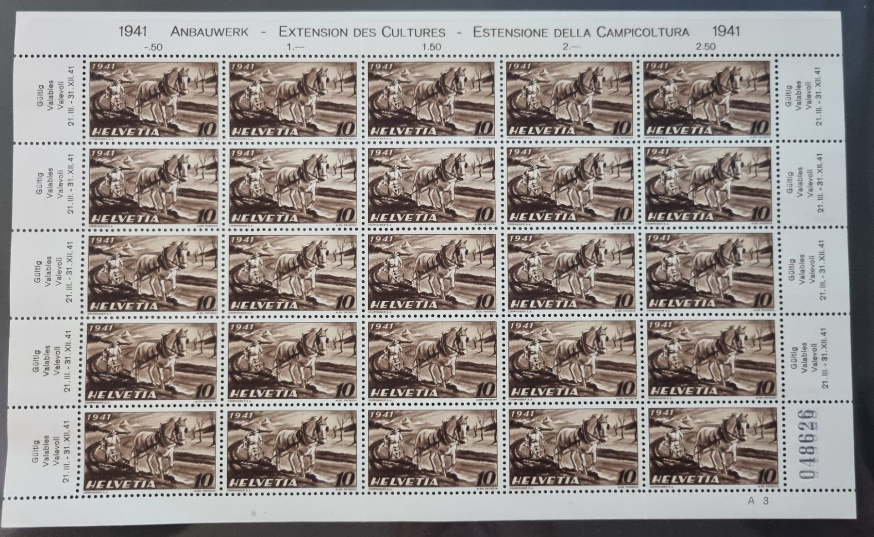 Alle Briefmarken: 4 postfrische Originalbogen 1941 - 1948 ** – Neu (gemäss Beschreibung) aus Gümligen von Geniusbuy