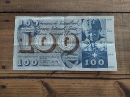 100.- Schweizer Franken Note 1973