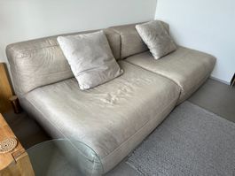 Sofa modular 2teilig (Bettsofa) beige Stoff modern gebraucht