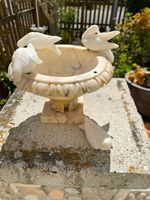 Vogelbad Vintage Alabaster ca. 1960 mit 4 Vögeln