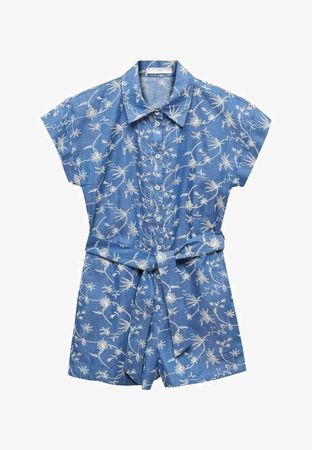 Mango Mini-Jumpsuit DAISY-H in Blau m. Stickerei Gr. S