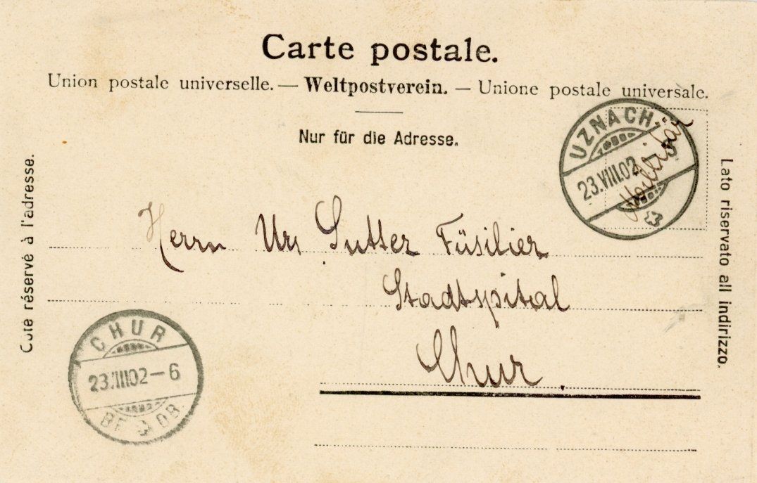 Ansichtskarten: Uznach   ZH   mit Speer        um 1902 – Gebraucht aus Brig von Valcards54 1