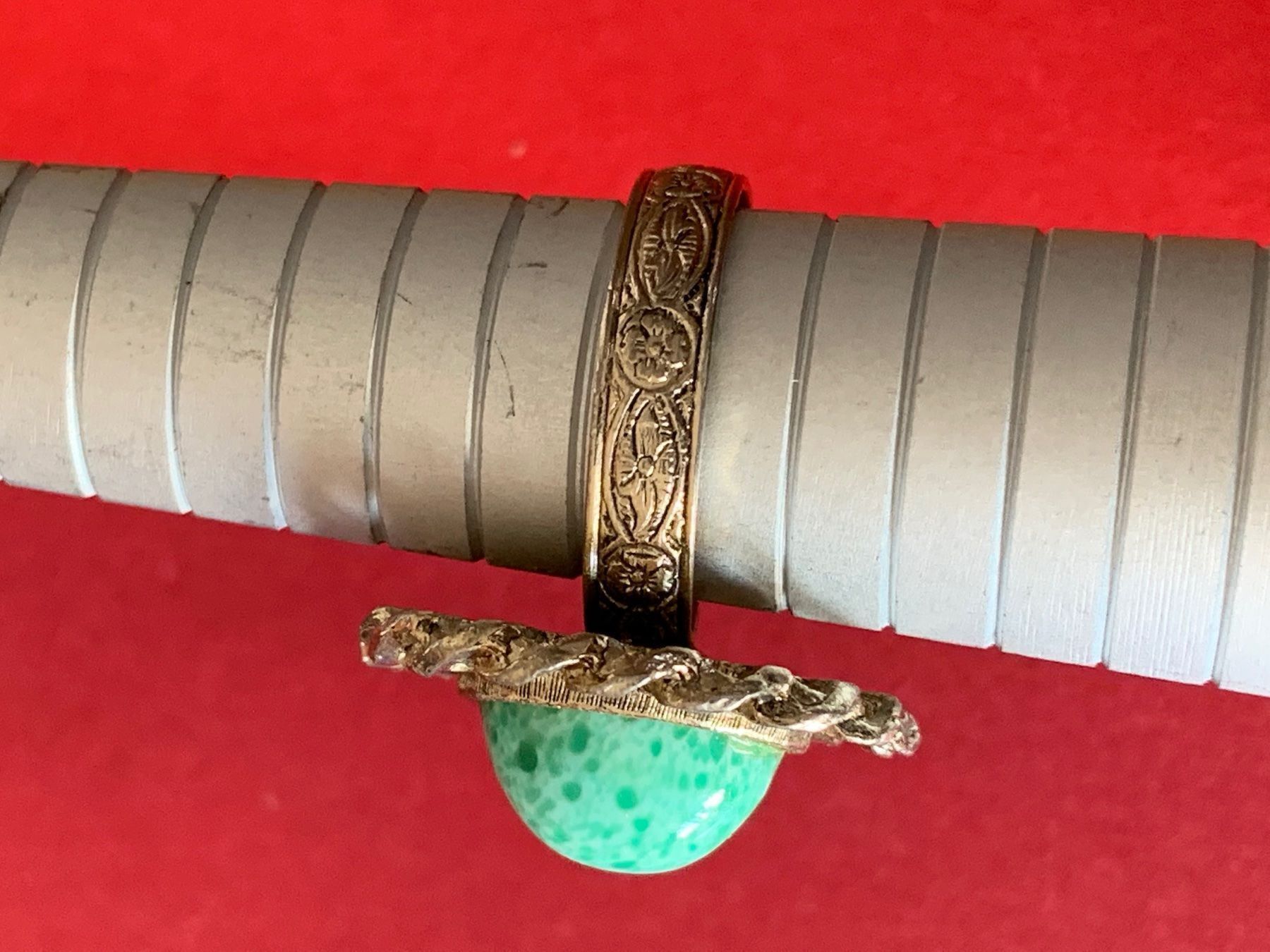 Ringe: Vergoldeter Ring  grüner stein! Rg 61 – Gebraucht aus Dittingen von Bellevista 1