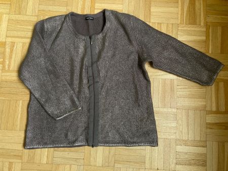 Gerry WEBER Cardigan Strickjacke Zip silber NEU 42 Baumwolle