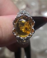 🧡✨ Eleganter Bernsteinring aus Edelstahl, größenverstellbar