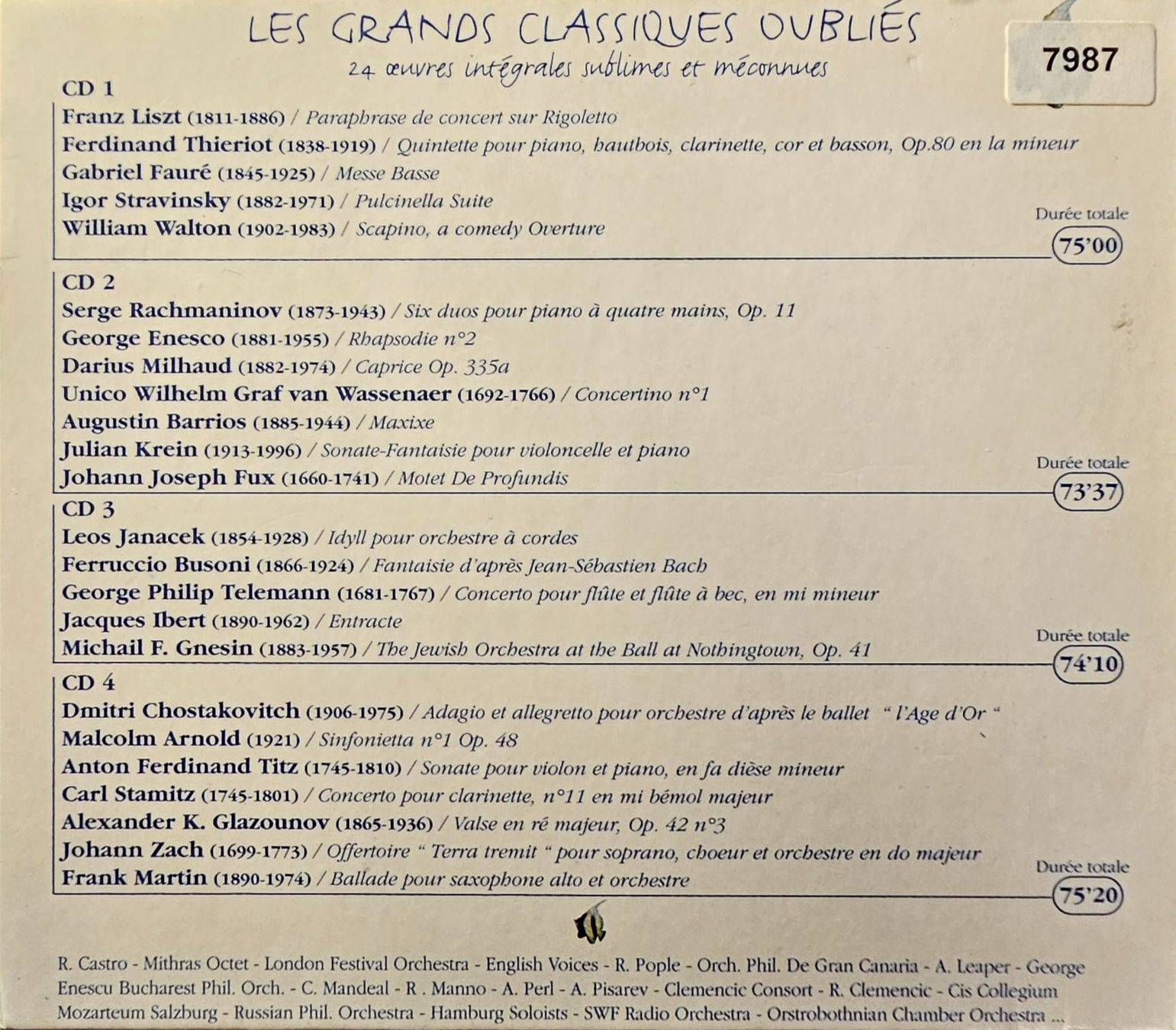 CDs: Various - Les Grands Classiques Oubliés (4 CD Box) – D'occasion à Wahlen b. Laufen par Cg10 1