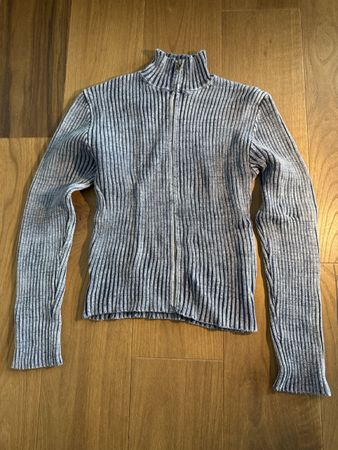 Jaded London Ribbed Zip Mock Neck Sweater Size XS Blue