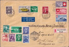 1939, EUROPAFLUG WEST bis Barcelona mit guter Buntfrankatur
