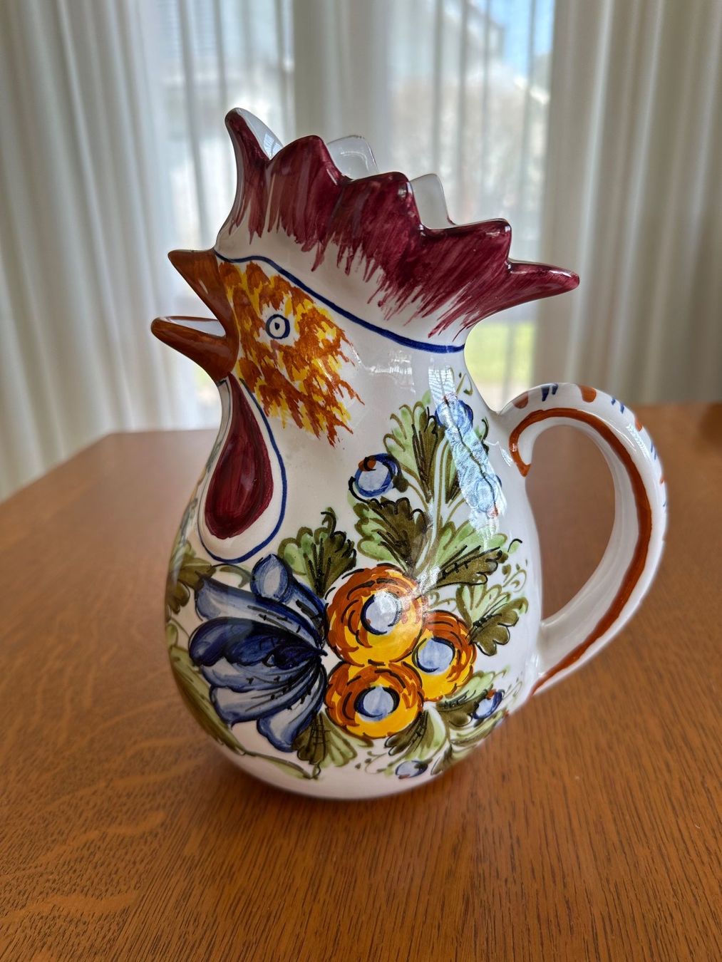 Karaffen: Handgemalte Vintage Karaffe "Hahn" Keramik Mancinelli Deruta – Gebraucht aus Worb von Anne_711 2
