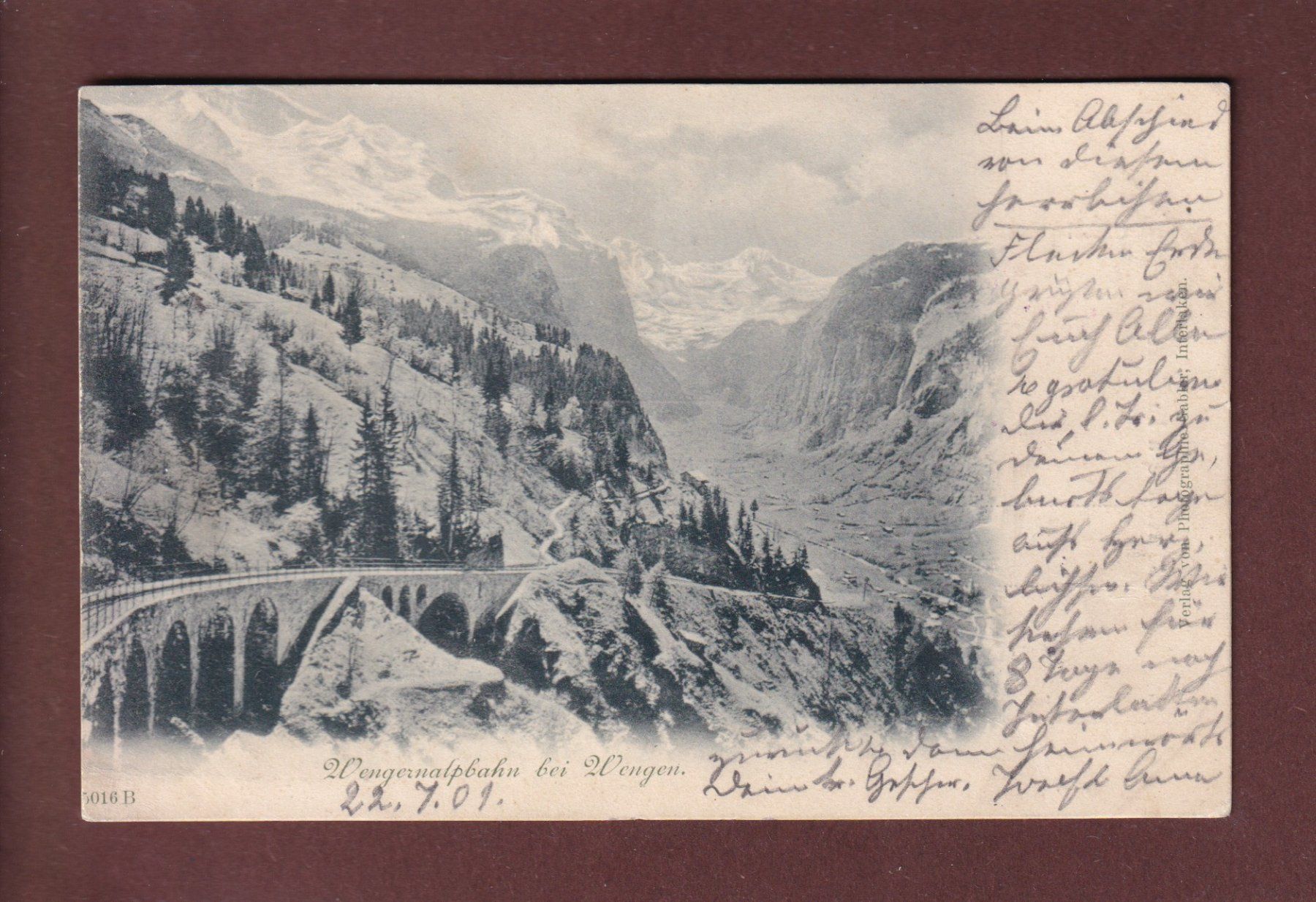 Cartoline postali: WENGERNALPBAHN bei Wengen - 1901 – Usato da Pully venduto da nicecards