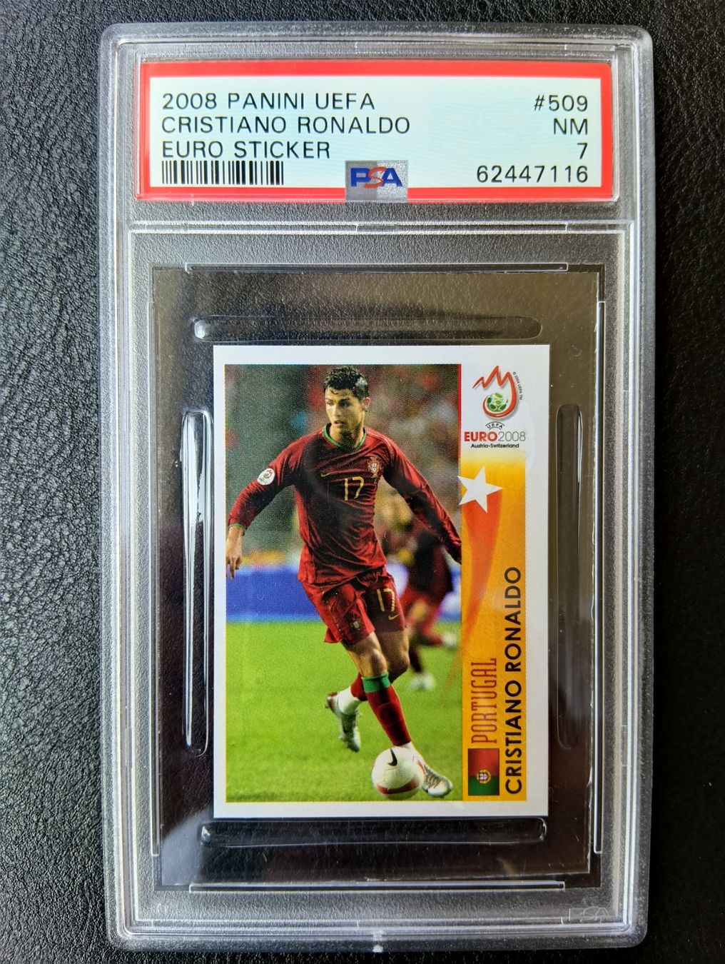 Panini Carte collezionabili: 2008 Panini Christiano Ronaldo PSA 7 #509 – Usato da Steinen venduto da antikesundseltenes