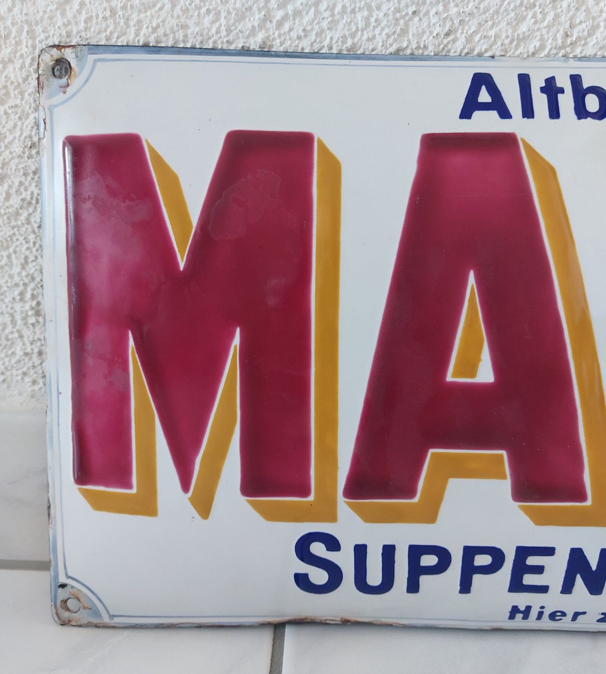 Maggi Insegne: Altes Emailschild Maggi Plaque émaillée – Usato da Schenkon venduto da TG10 1