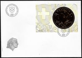 FDC Goldvreneli 2013 illustriert ohne Adresse + Block ET