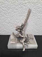 Ange écrivant, sculpture en métal, XIXe siècle