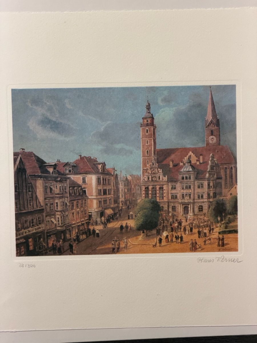 Dipinti: Hans Perner Print - Charming City Scene, Signed – Usato da Lausanne venduto da vas_cdb2