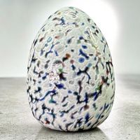 Presse-papier oeuf en verre d'art Millefiori, Murano Italie