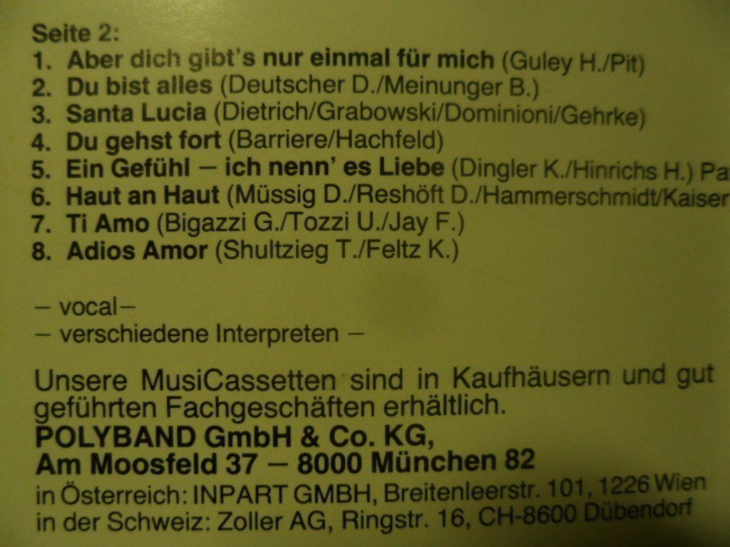 Musicassette: Die schönsten Schlager der Liebe – Usato da Langnau i. E. venduto da mar_hw58 2