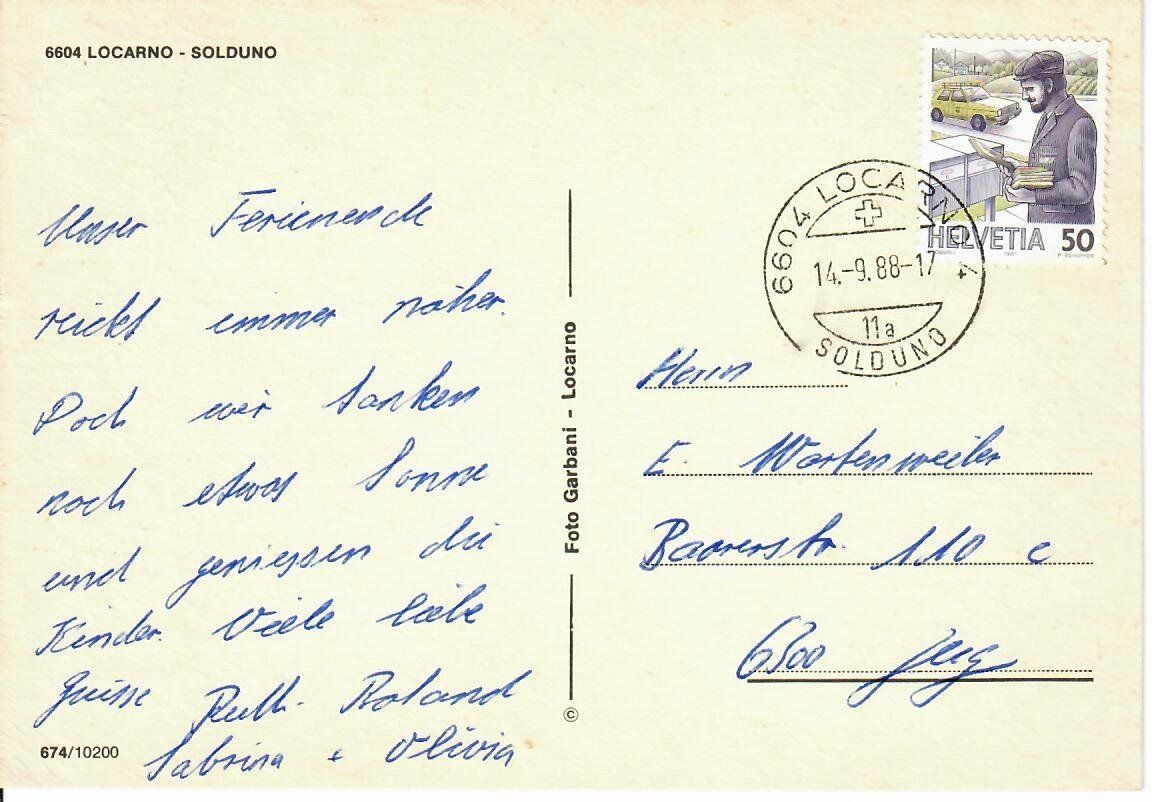 Cartoline postali: Locarno - Solduno – Usato da Hochdorf venduto da Ziegel-16 1