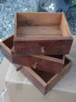 3 Antike kleine Holz Schubladen 