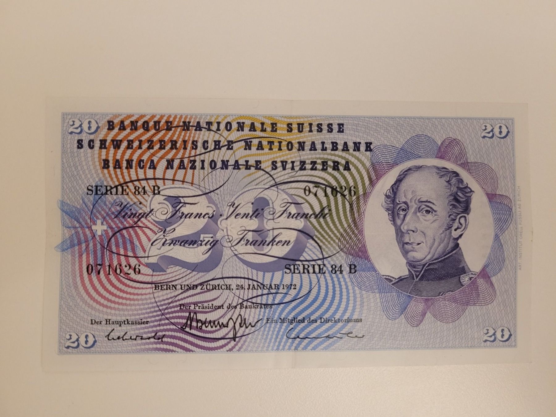 Banconote: 20 Fr. Note Schweiz 1972 – Usato da Inwil venduto da Flower2325
