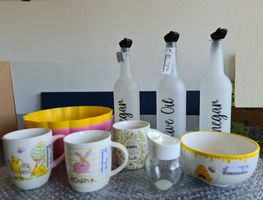 Posten div. NEU Artikel Öl-/ Essigflaschen Schüsseli  Becher