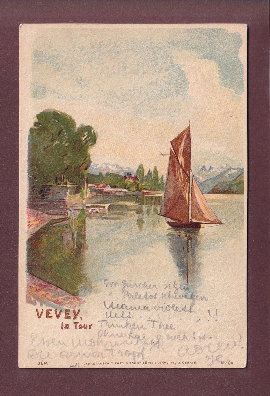 Cartes postales: VEVEY - La Tour - Barque - 1906 – D'occasion à Pully par nicecards