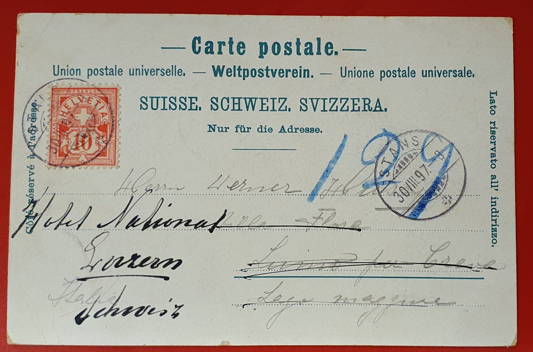 Cartoline postali: Gruss vom Stanserhorn 1897 – Usato da Kreuzlingen venduto da Rschweiz1 1