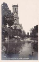 Neuchâtel, Jardin Desor, Eglise Catholique, circulée 1928