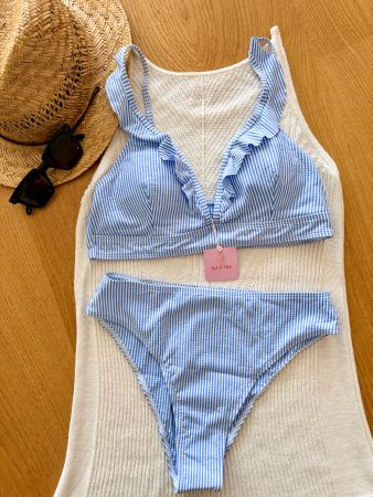 Chic Streifen Bikini Set L – Neu – Sommer – Gratis Versand