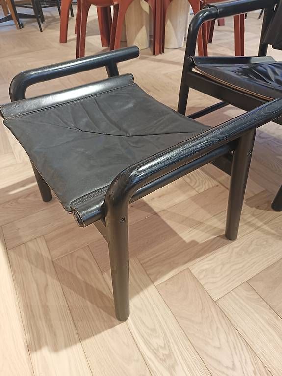 Poltrone: Vintage Bugholz Ledersessel mit Ottoman. – Usato da Zürich venduto da style-and-design.zh 3
