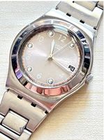 Swatch Uhr Silberfarben Metallband Datumfunktion guter Zusta