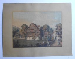 Samuel Birmann. Nidwaldner Bauernhaus. Kolorierte Aquatinta.