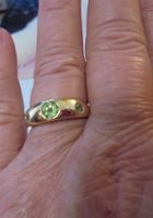 Echtschmuck: Peridot-Silberring 925er vergoldet. Grösse 53/1