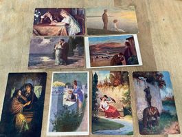 Romantik-Postkarten-Set, 8 Stk., Mann Frau Künstler