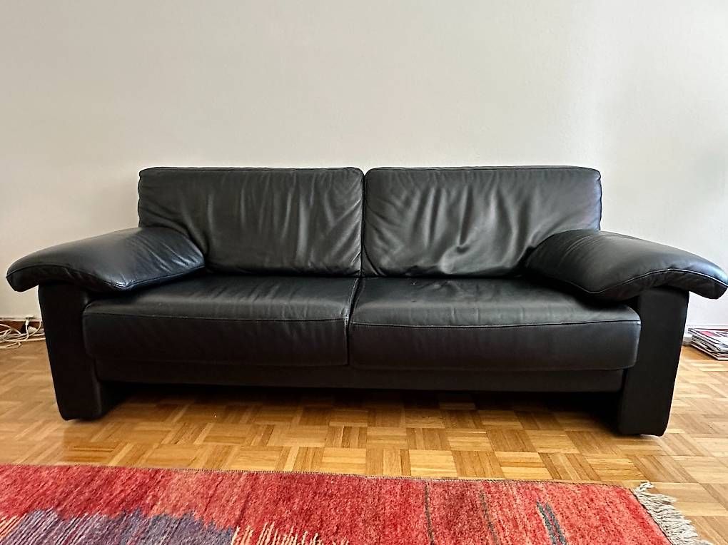 Sofas: Sofa Echtleder schwarz – D'occasion à Zug par roliro54