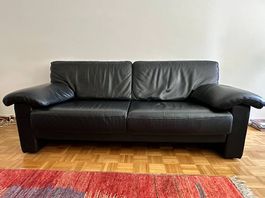 Sofa Echtleder schwarz