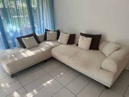 Ecksofa hellbeige mit Kissen gebrauchter Zustand