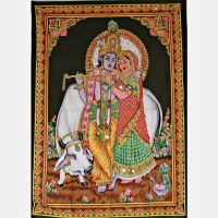 Wandbehang Radha Krishna Wandbild Stoffbild  Indien 110cm