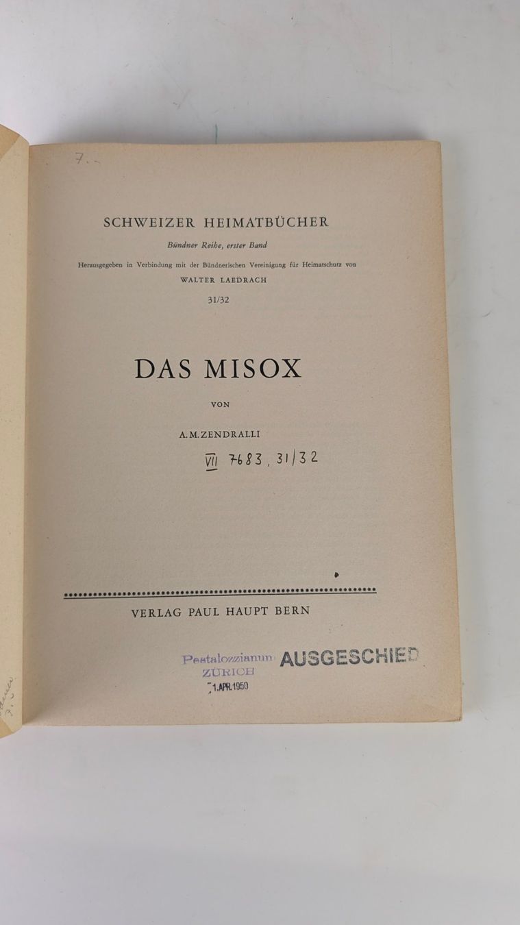 Libri: Schweizer Heimatbücher: Das Misox – Usato da Zürich venduto da axolottchen 2