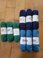 Alpakawolle zum Stricken oder Häkeln, grün und blau
