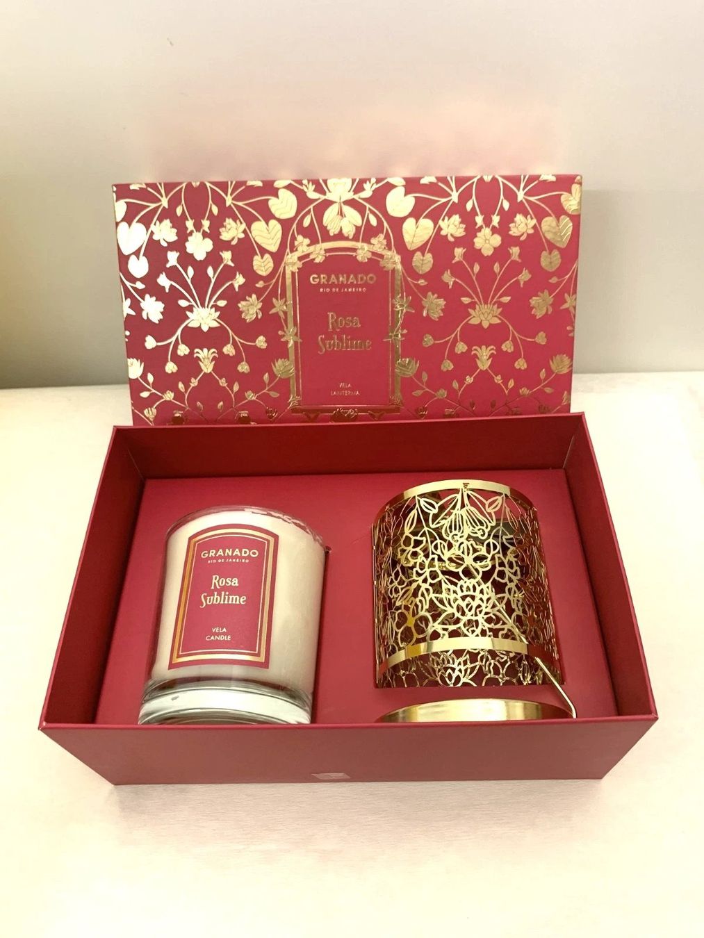 Candele: Set di candela profumata e lanterna GRANADO 'Rose Sublime' – Usato da Genestrerio venduto da fra_c955