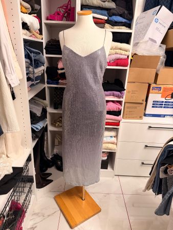 Zara Pailletten Kleid Silber Midi, Neu mit Etikett, Sommer!