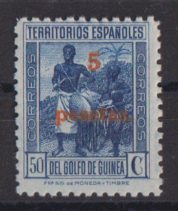 Tutti i francobolli: Spanisch Golf von Guinea 1936: 5 Pta auf 50 C. ** – Nuovo (secondo la descrizione) da Eschlikon TG venduto da PhilCon