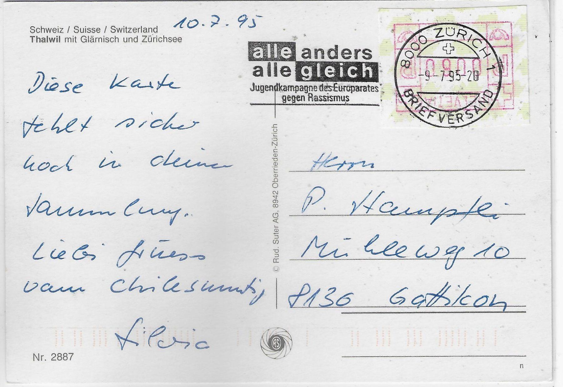 Ansichtskarten: Gruss aus Thalwil – Gebraucht aus Ettingen von Kartenplanet 1