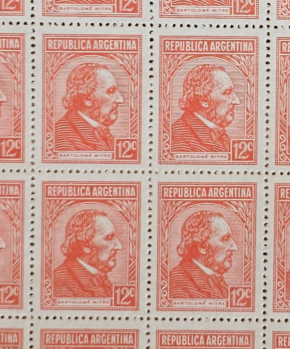 Tutti i francobolli: Argentina - 25 Marken Bogen ** Bartolomé Mitre 1935 – Nuovo (secondo la descrizione) da Les Valettes venduto da Nuba1 1