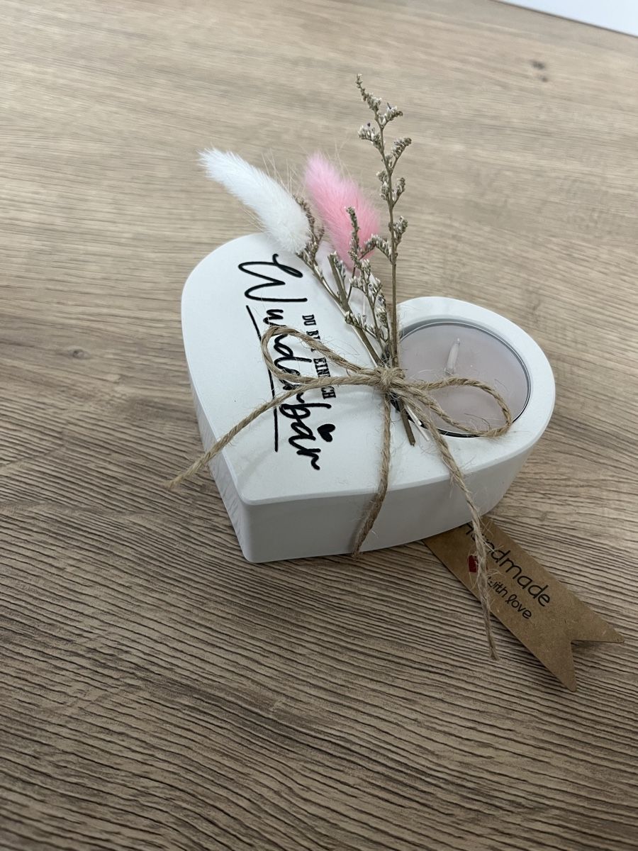 Tutte le decorazioni: Herzförmiger Kerzenständer "Du bist wunderbar" Handmade – Nuovo (secondo la descrizione) da Frick venduto da van_2dhd 1