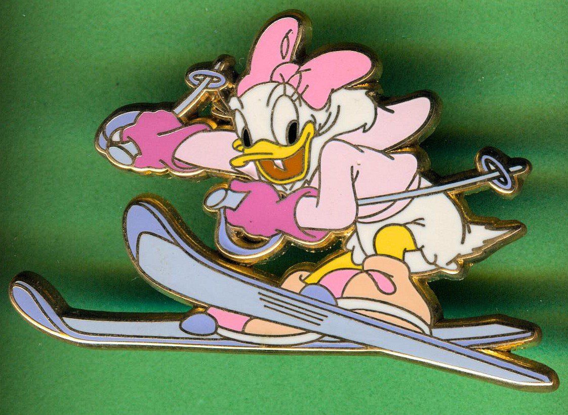 Disney Plaketten & Abzeichen: Disney   DAISY  auf Ski's – Gebraucht aus Winterthur von Sammleroase