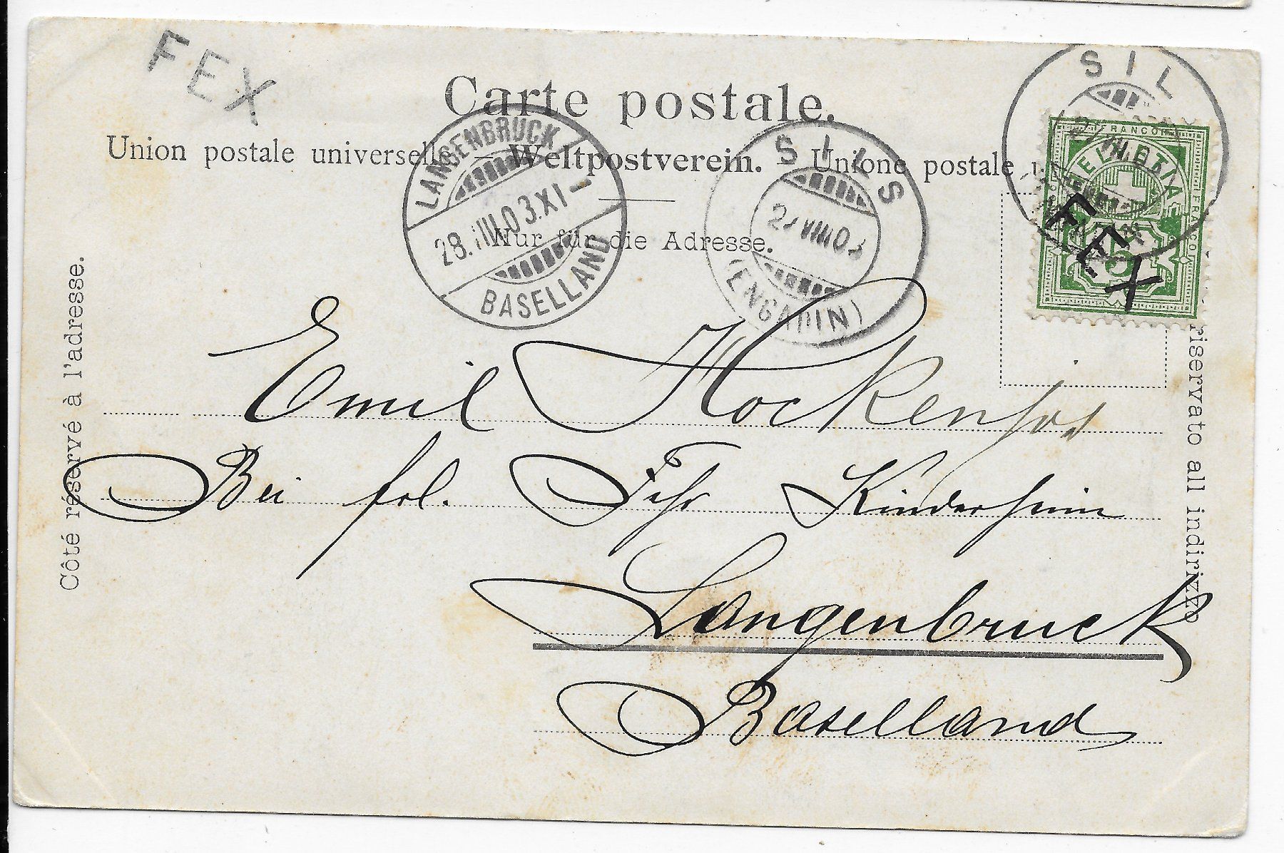 Cartoline postali: Julierpost mit Cäsarsäule, Stab⨀ FEX – Usato da Hefenhofen venduto da Richsalz 1