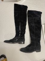 Schwarze Overknee Stiefel aus Wildleder, Grösse 39, Winter